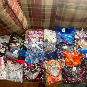 Womens v neck printed scrub top bundle